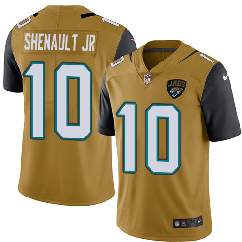 Men Nike Jacksonville Jaguars #10 Laviska Shenault Jr. Gold  Stitched NFL Limited Rush Jersey